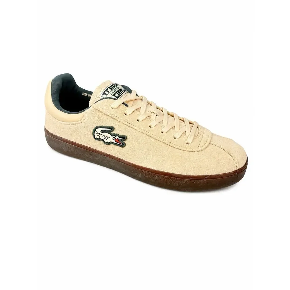 Lacoste Baseshot 125 3 SMA Men’s 9.5 Beige Suede Sneakers Gum Sole 749SMA0060AOT